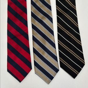 Chaps Striped Red, Blue, and Black Repp Ties. Set of 3. Preowned.